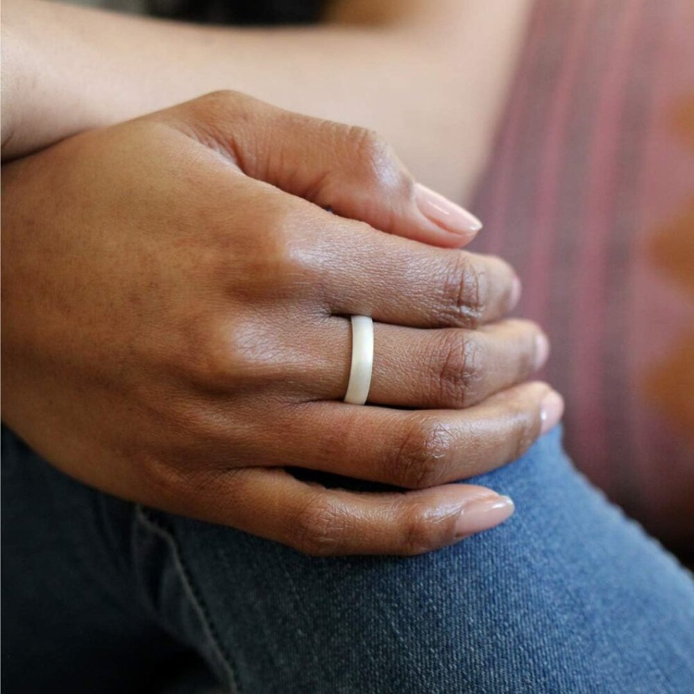 Pearl-Colored Thin Elements Silicone Wedding Ring… - image 2